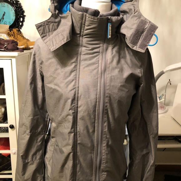 Superdry gray jacket with blue interior, Sz S - Picture 4 of 8